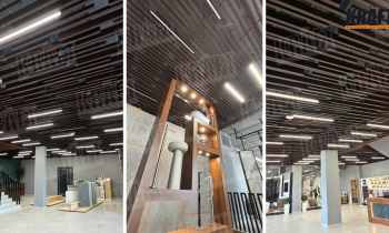 Sufity listwowe KRAFT w przestrzeni marketu z wyposażeniem łazienkowym